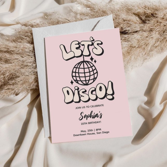 Let's Disco Birthday Pink Party Invitation (Creator Uploaded)