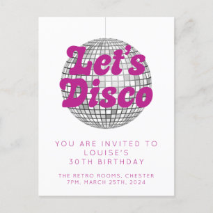 Let's Disco Celebration Party Invitation Postcard