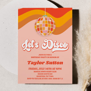 Let's Disco Retro 70s Birthday Party Invitation
