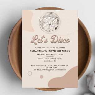 Lets Disco Retro Groovy 30th Birthday Party Invitation