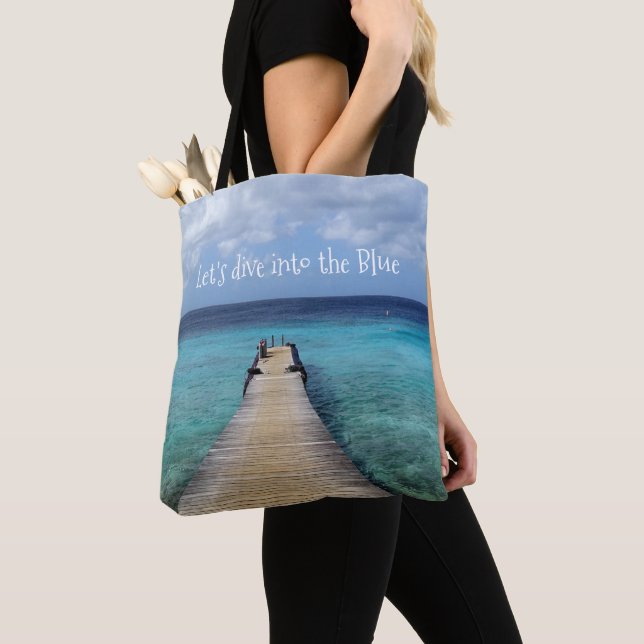 Let's dive into the Blue (customisable) Tote Bag (Close Up)