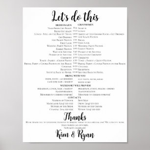 Let's Do This! - Simple Wedding Day Timeline Poster