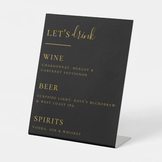Let's Drink Bar List Pedestal Sign (Front)
