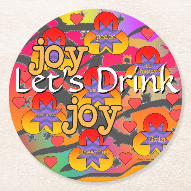 Let's Drink  Round Paper Coaster (Front)