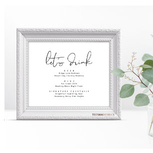 Let's Drink, Wedding Party Bar Sign