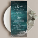 Let's Eat Abstract moody ocean beach wedding Menu<br><div class="desc">Romantic coastal themed  let's eat wedding menu features beautiful moody abstract watercolor sparkling ocean wave and beach background,  toped with stylish script and elegant font details,  modern and simple,  great for sand beach wedding,  tropical destination wedding,  coastal ocean themed wedding. 
See all the matching pieces in the collection.</div>