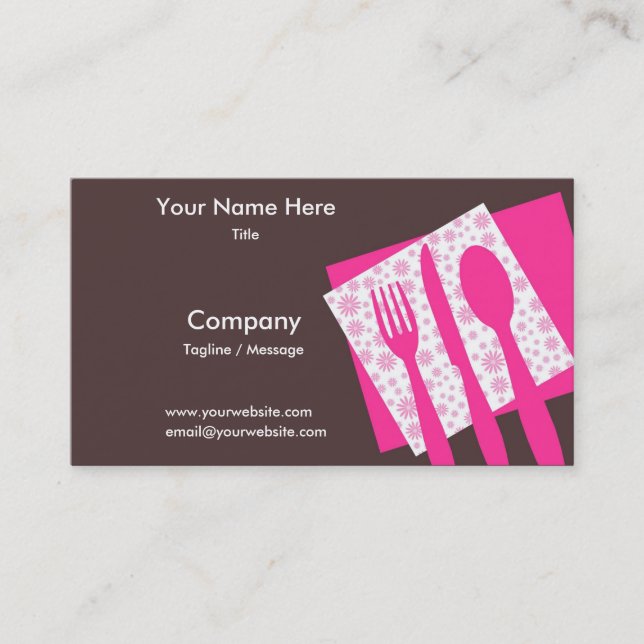 Let's Eat Business Card In Pink (Front)