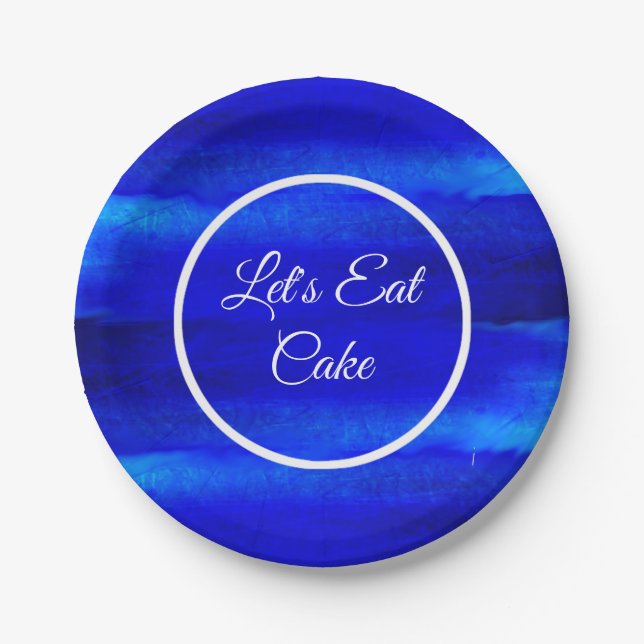 Lets Eat Cake Ocean Blue Beach paper Plates (Front)