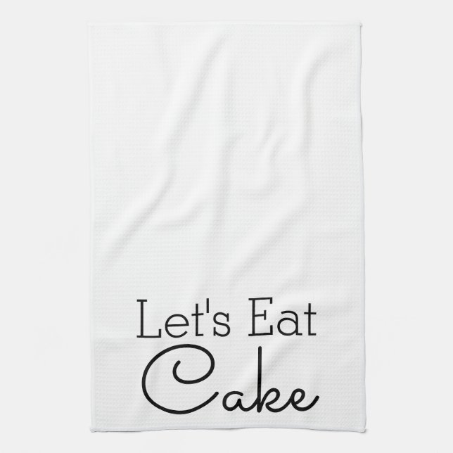 Let's Eat Cake Script Tea Towel (Vertical)
