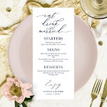 Let's Eat Chic Script Wedding Menu Card For Plate<br><div class="desc">A simple chic calligraphy wedding menu card. I do offer a free customisation service,  if you have any questions or special requests,  please feel free to contact me.</div>