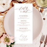 Let's Eat Chic Script Wedding Menu Card For Plate<br><div class="desc">A simple chic calligraphy wedding menu card. I do offer a free customisation service,  if you have any questions or special requests,  please feel free to contact me.</div>