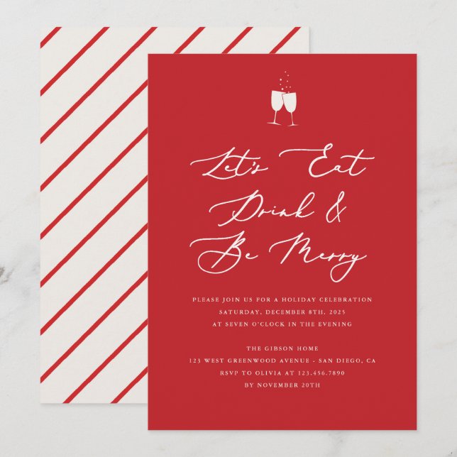 Let's Eat Drink and Be Merry Holiday Party Invitation (Front/Back)