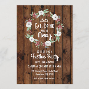 Let's Eat Drink & Be Merry Christmas Invitation