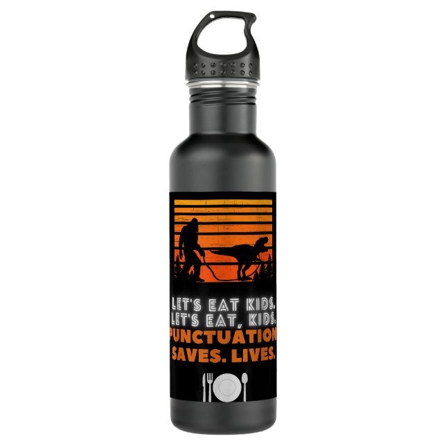 Let's Eat Kid's, Let's Eat, Kids. Punctuation Save 710 Ml Water Bottle (Front)