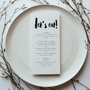 Let's Eat Modern Bold Brush Lettering Wedding Menu