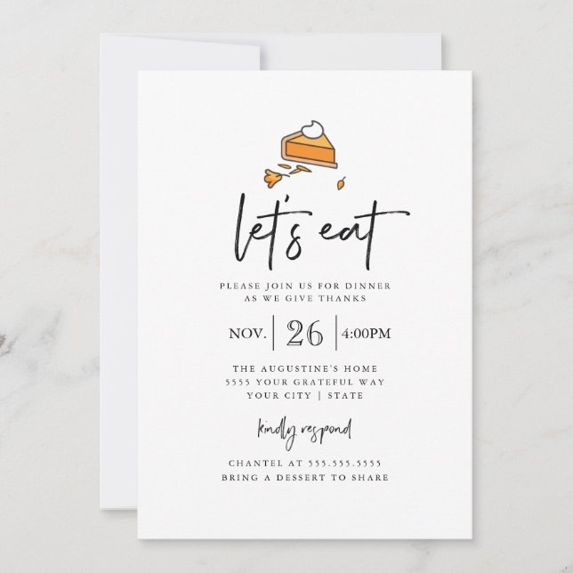 Let's Eat Modern Thanksgiving Dinner Invitation (Front)