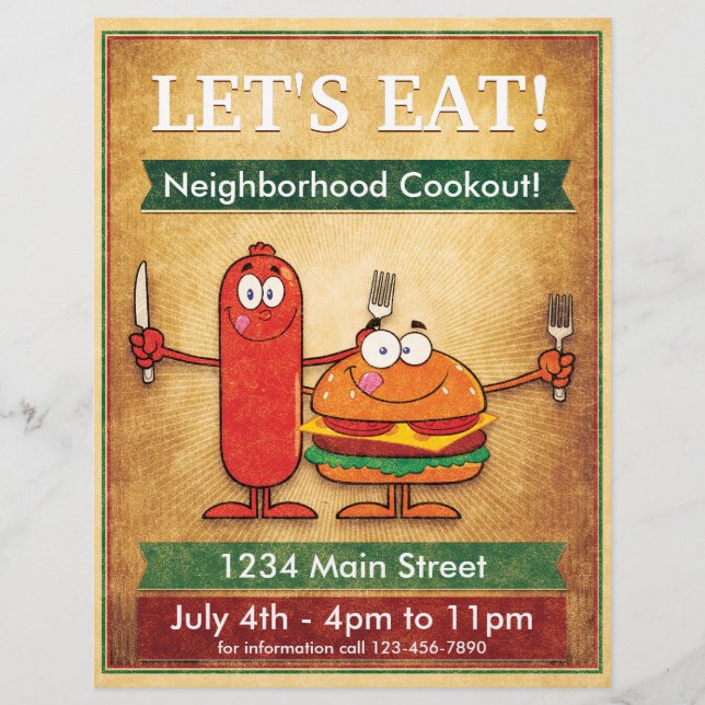 Let's Eat! Neighbourhood Cookout Flyer (Front)