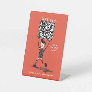 Let's Eat QR Code Pedestal Sign