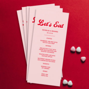 Let's Eat Red and Pink Wedding Menu