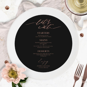 Let's Eat Round Wedding Menu Card For Plate