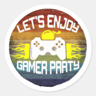 LET'S ENJOY GAMER PARTY - GAMING NERD CLASSIC ROUND STICKER