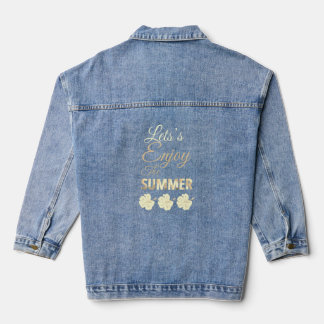 Let's Enjoy the Summer Tropical Hibiscus Flower Denim Jacket