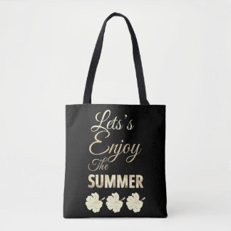 Let's Enjoy the Summer Tropical Hibiscus Flower Tote Bag