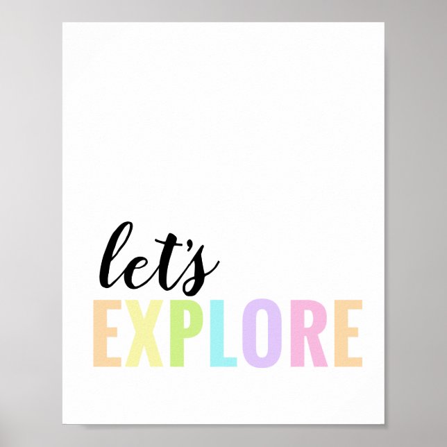 Let's Explore Playroom Pastel Rainbow Poster (Front)