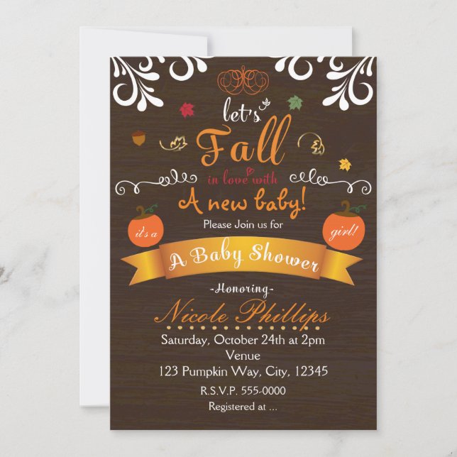 Let's FALL in love Autumn BABY SHOWER Invitation (Front)