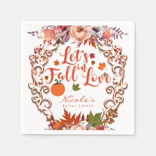 Let's Fall In Love Autumn Floral Wedding Napkin