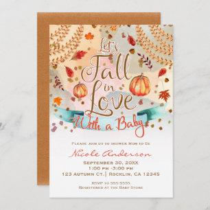 Let's Fall in Love Baby Shower Autumn Leaves Invitation