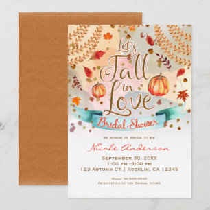 Let's Fall in Love Bridal Shower Autumn Leaves Invitation