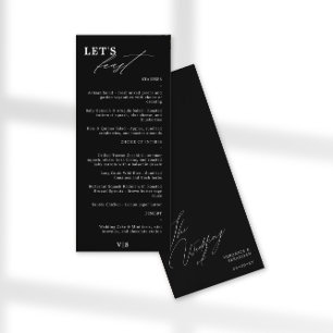 Let's Feast Modern Calligraphy Black Wedding Menu