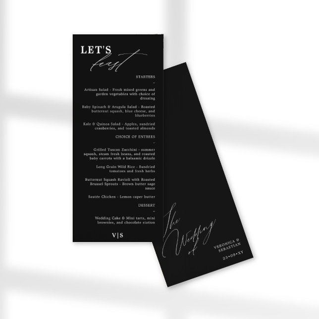 Let's Feast Modern Calligraphy Black Wedding Menu (Creator Uploaded)