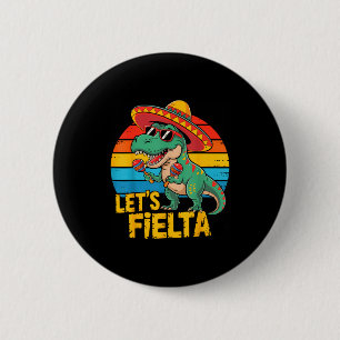 Lets fielta dino dinosaur retro cinco de mayo  6 cm round badge