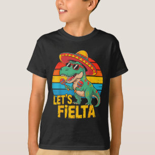 Lets fielta dino dinosaur retro cinco de mayo T-Shirt