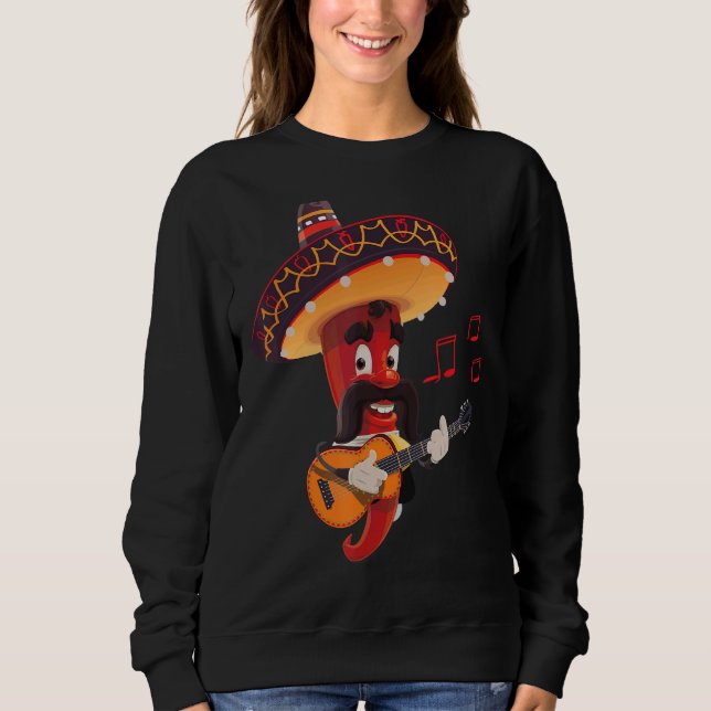 Let's Fiesta 5 De Mayo Viva Mexico Pepper Guitar Sweatshirt (Front)