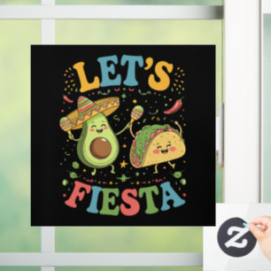 Let's Fiesta Avocado And Tacos Cinco De Mayo Window Cling