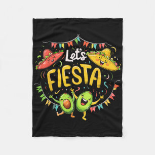 Let's Fiesta Avocado And Tacos Sombrero Cinco De M Fleece Blanket
