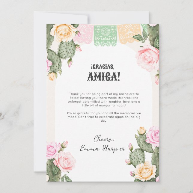 Let's Fiesta Bachelorette Weekend Thank You Card (Front)