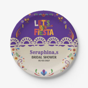 Let's Fiesta Bridal Shower Mexican Floral Paper Plate