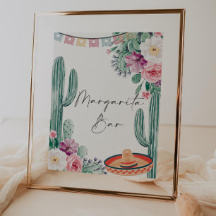 Let's Fiesta Cactus Bridal Shower Margarita Bar Poster