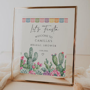 Let's Fiesta Cactus Bridal Shower Welcome  Poster
