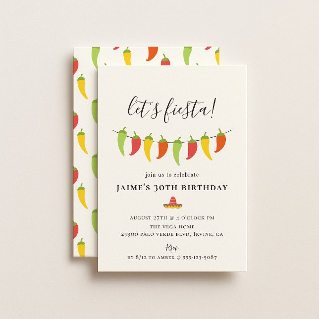Let's Fiesta Chilli Pepper Birthday Party Invitation (Creator Uploaded)