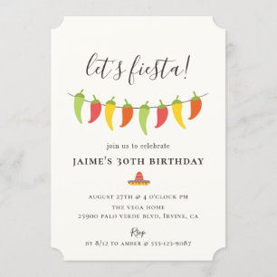 Let's Fiesta Chilli Pepper Birthday Party Invitation