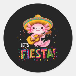 Let's Fiesta Cinco De Mayo Axolotl With Sombrero A Classic Round Sticker
