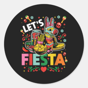 Lets Fiesta Cinco De Mayo Camisa Mexicana Hombre Classic Round Sticker