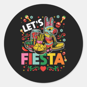 Let's Fiesta Cinco De Mayo Camisa Mexicana Hombre  Classic Round Sticker
