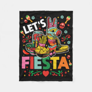 Let's Fiesta Cinco De Mayo Camisa Mexicana Hombre  Fleece Blanket