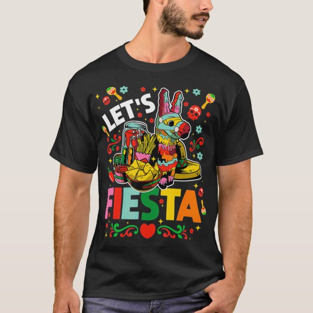 Lets Fiesta Cinco De Mayo Camisa Mexicana Hombre T-Shirt (Front)